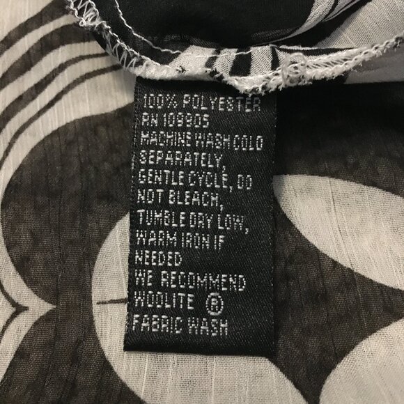 Vintage Monochrome Retro Ogee Cap Sleeve Twist Empress Waist Sheer Chiffon Top - Picture 12 of 16